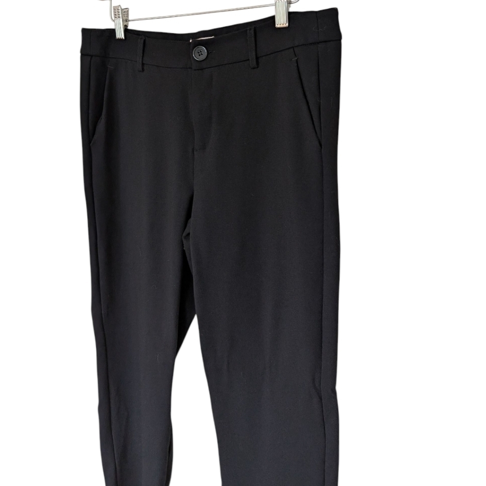 Esqualo Trouser Pants Women Medium Black Straight Leg Stretch - Picture 6 of 12